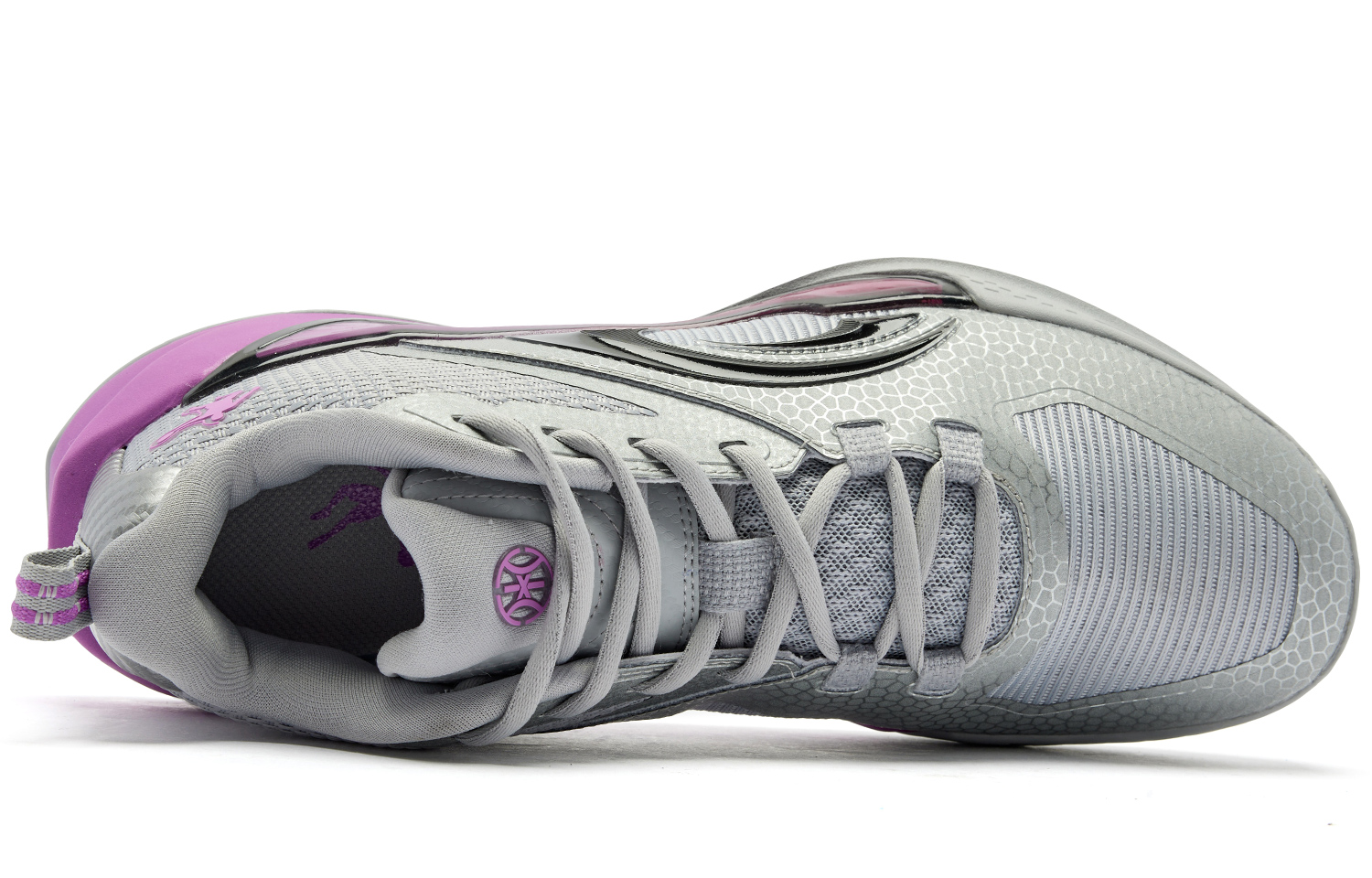 QIAODAN Halberd 7TEAM Cushioning Slip Resistant Abrasion Resistant Low top Basketball Shoes Men’s Gray Purple