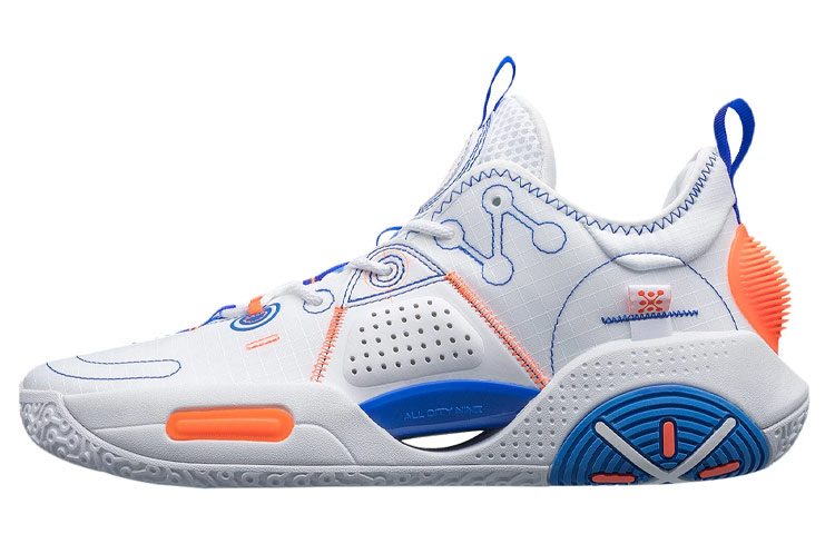 Li Ning All City 9 V1.5 Rebound Cushioning Low top Performance Basketball Shoes Men’s White Blue Orange