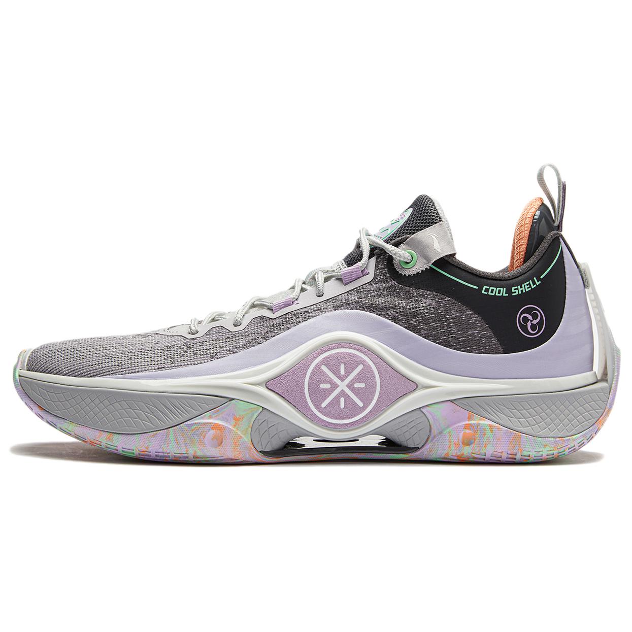 Li Ning Wade Shadow 5 V2 Lightweight Rebound High top Basketball Shoes Men's Gray Purple