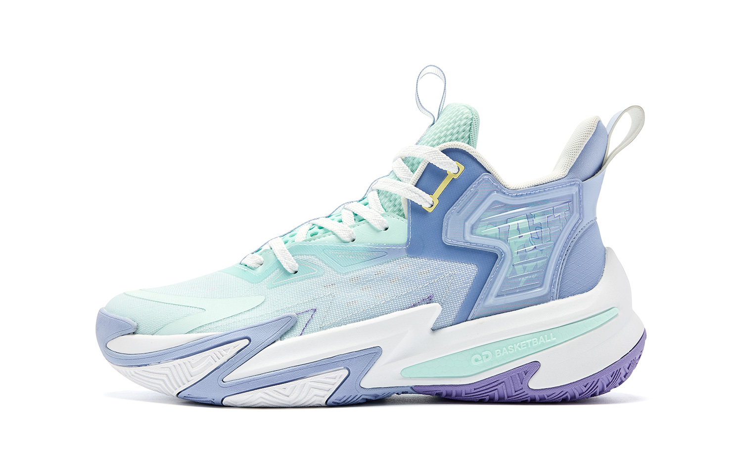QIAODAN Broken Shadow 5 Cushioning Abrasion Resistant Low top Basketball Shoes Men’s Cyan Purple