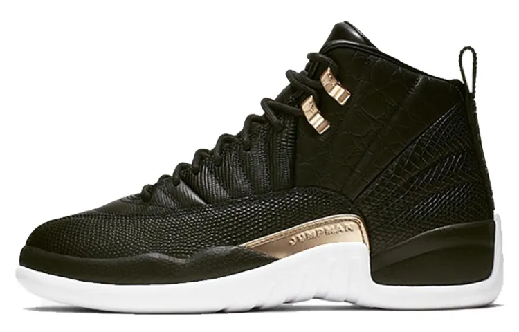 Jordan 12 Retro Black Metallic Gold White Women's