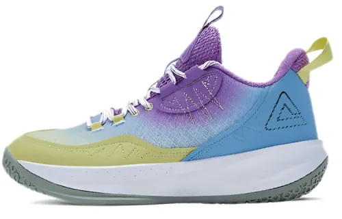 PEAK Lan Qie 2.0 Cushioning Anti-Slip And Wear-Resistant Low-Top Performance Basketball Shoes Men's Purple Yellow White