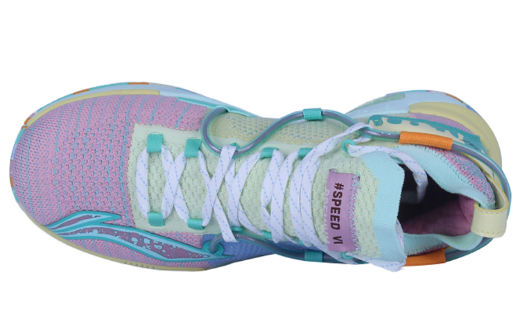 Li Ning Speed 6 Comfortable Cushioning Slip Resistant Abrasion Resistant High top Basketball Shoes Men’s Blue Pink