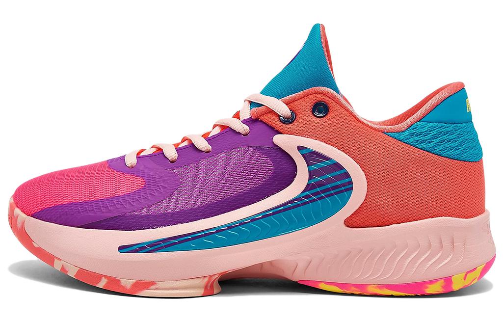 Nike Zoom Freak 4 TB Antetokounmpo 4th generation round head comfort fabric shock-absorbing and anti-slip wear-resistant low top basketball shoes men's pink purple