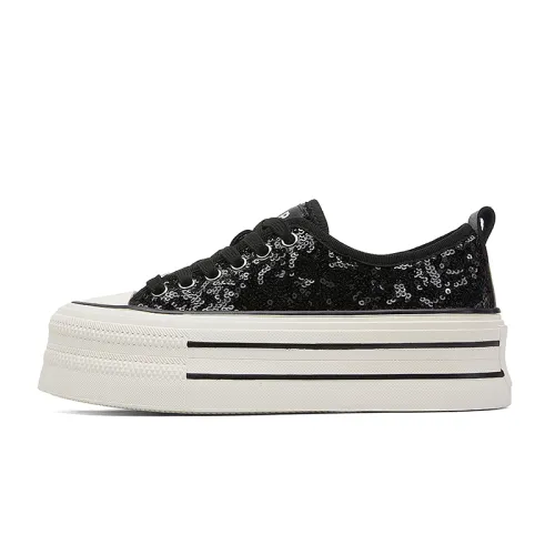 JEEP SPIRIT Fashion Trend Casual Classic And Versatile Low top Canvas Shoes Women's Black