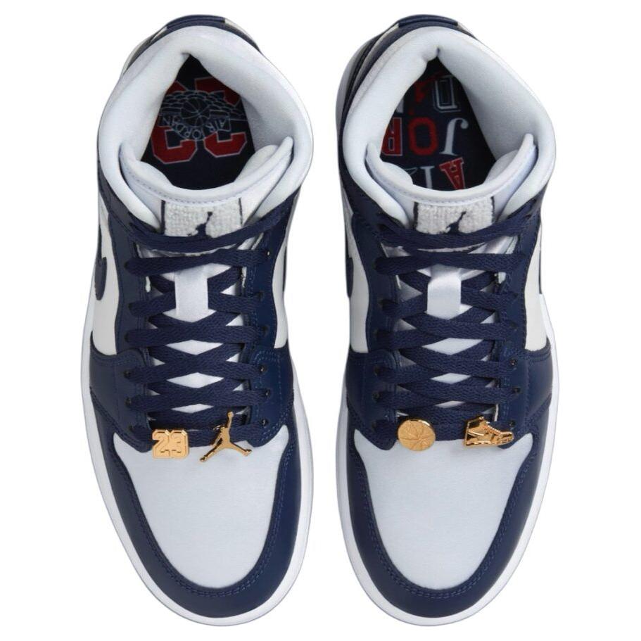 Jordan 1 Mid Football Grey White Midnight Navy Women’s