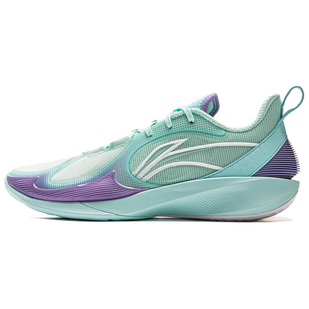 Li Ning Speed 2V2 Basketball Shoes Men’s Low Top Floating Green Sky Blue