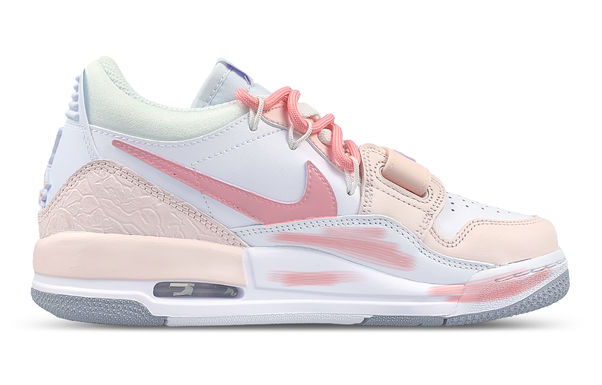 Jordan Legacy 312 Slip Resistant Low top Vintage Basketball Shoes GS White Pink