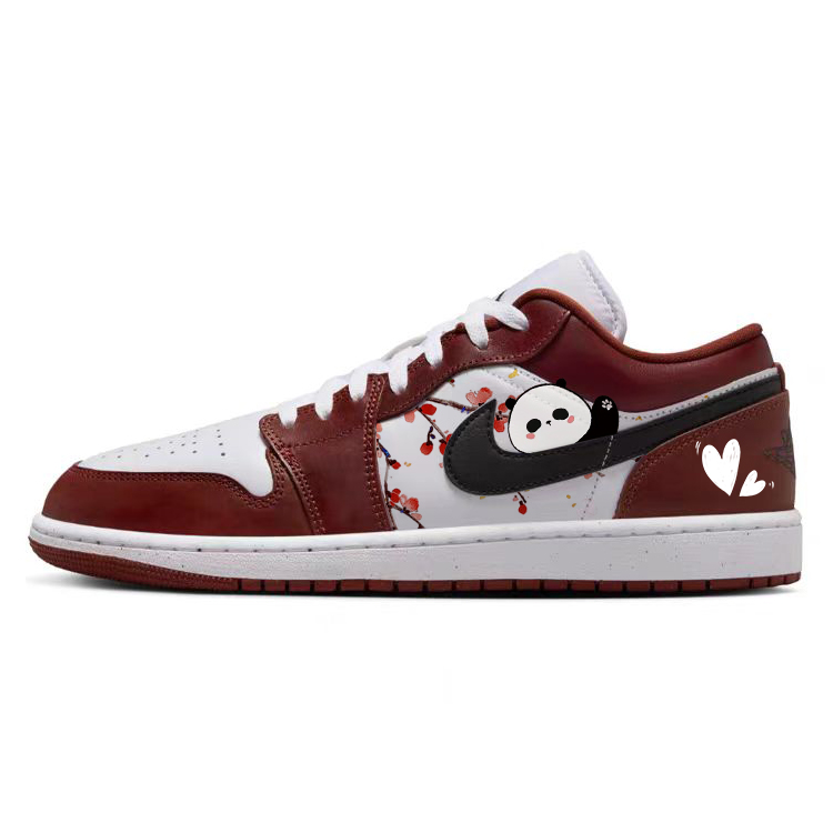 Jordan Air Jordan 1 Comfortable Slip Resistant Abrasion Resistant Low top Vintage Basketball Shoes Unisex Red