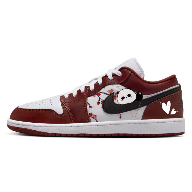 Jordan Air Jordan 1 Comfortable Slip Resistant Abrasion Resistant Low top Vintage Basketball Shoes Unisex Red
