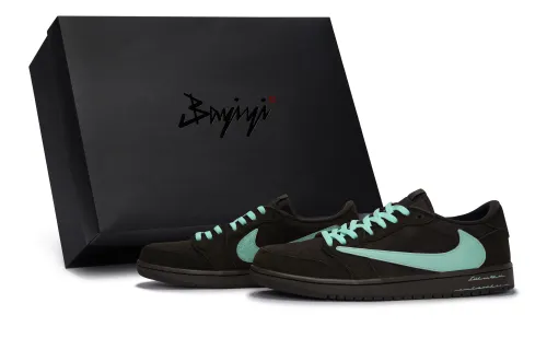 Travis Scott x Jordan Air Jordan 1 Camellia Memoirs, Special Shoe Box Abrasion Resistant Breathable Low top