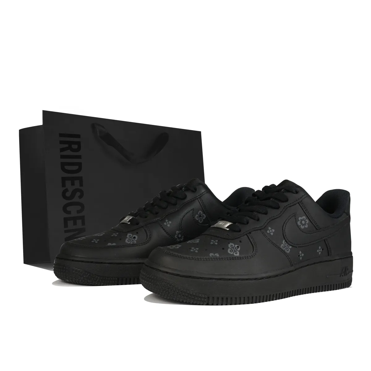 Nike Air Force 1 Low top Skateboard Shoes Unisex Black Silver