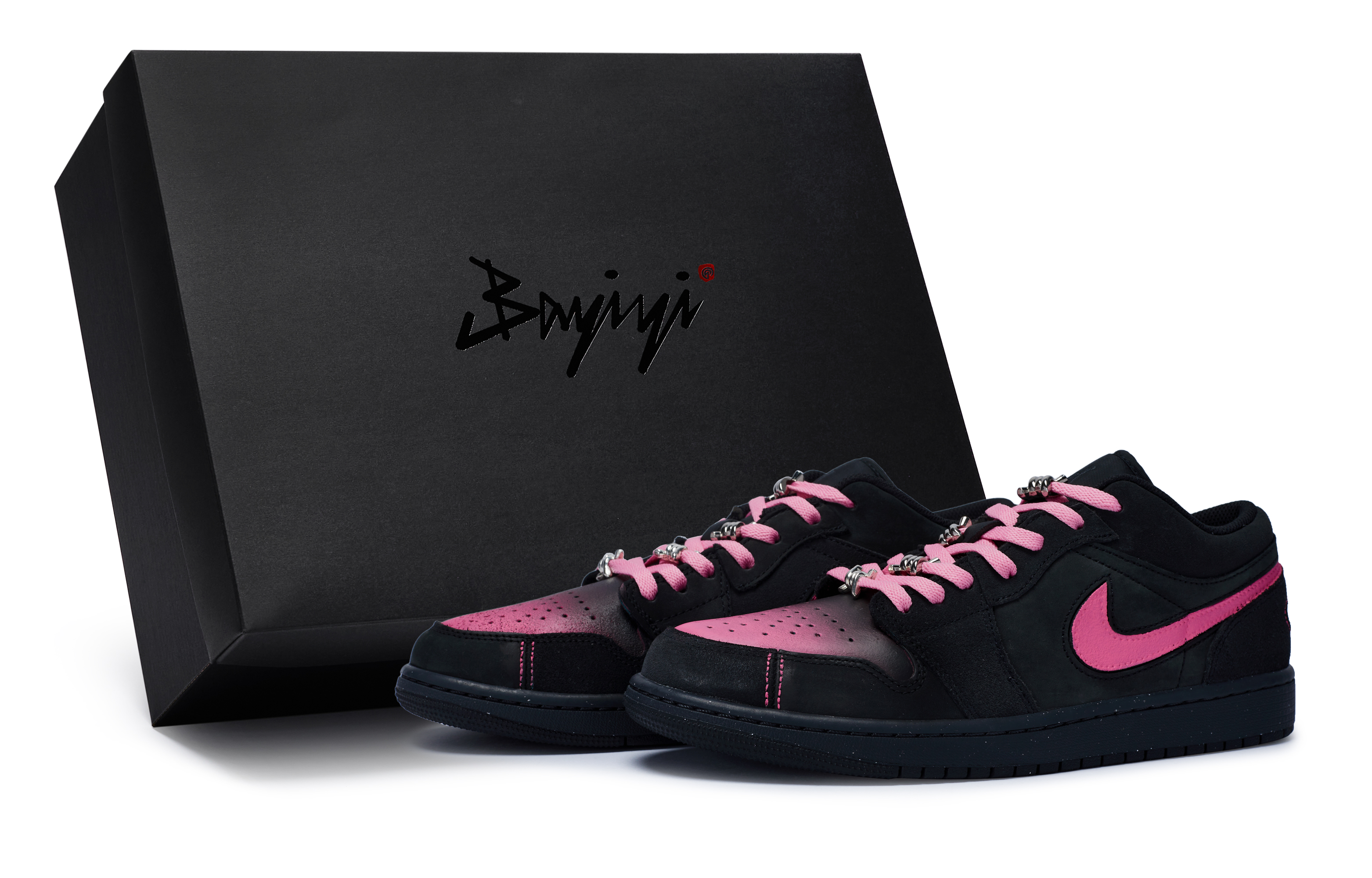 Jordan Air Jordan 1 811 Manufacturing, Black Pink Samurai, Special Shoe Box Low top Vintage Basketball Shoes Men's