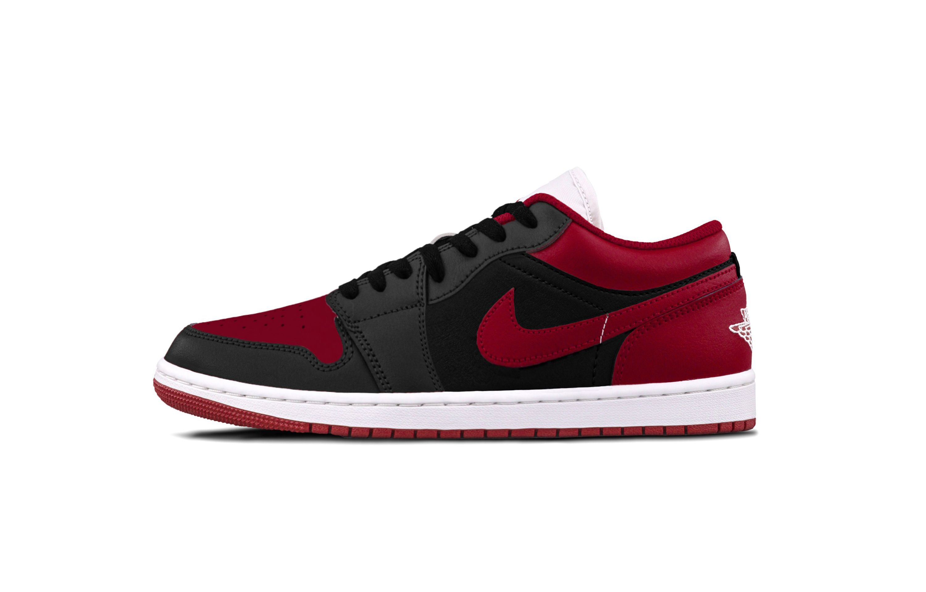 Jordan Air Jordan 1 Reverse Banned Cushioning, Wear Resistant Low top Vintage Basketball Shoes Unisex Black Red