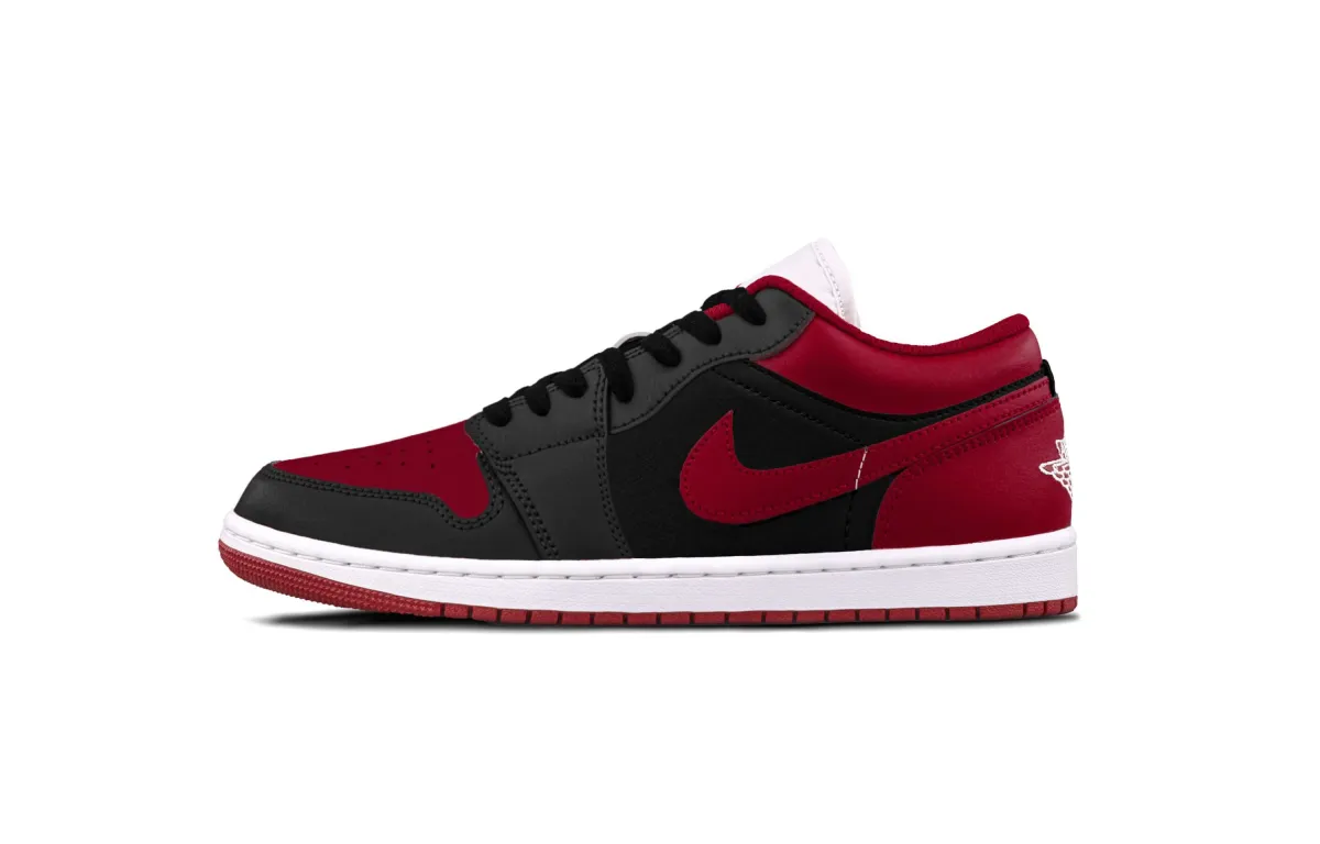 Jordan Air Jordan 1 Reverse Banned Cushioning, Wear Resistant Low top Vintage Basketball Shoes Unisex Black Red
