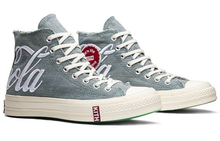 Кеды Converse x Coca-Cola/ Chuck Taylor All Star 70 Hi Kith (сине-белые) — Синийсерый / белый — фото 3