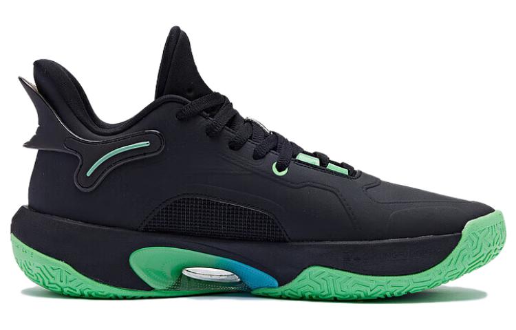 QIAODAN Halberd 6 Q KUNGFU LIGHT Slip Resistant Abrasion Resistant Mid top Basketball Shoes Men’s Black Blue