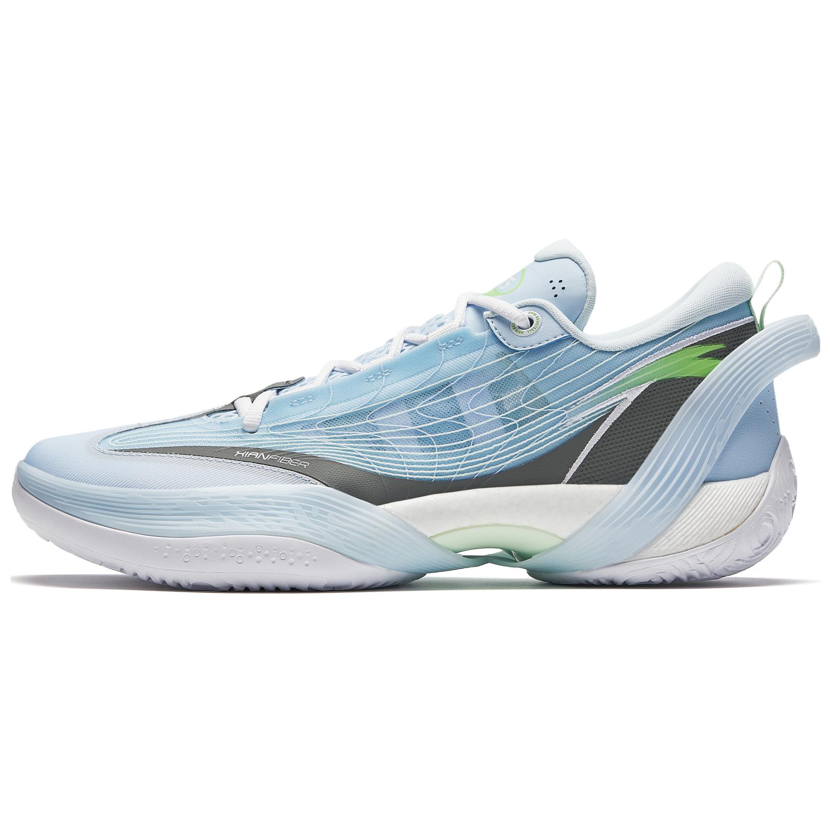 Anta Three point Rain1.0 Cushioning Slip Resistant Abrasion Resistant Low top Basketball Shoes Men's Blue Gray