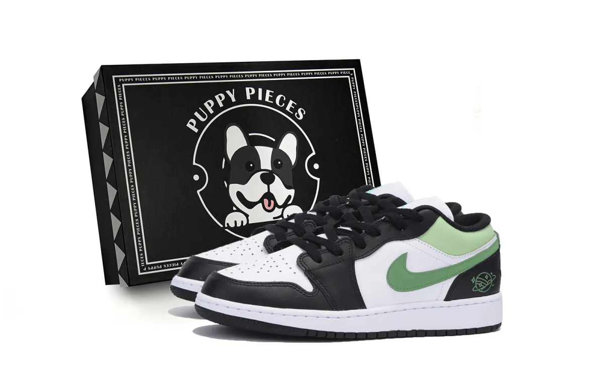 Jordan Air Jordan 1 Abrasion Resistant Low top Vintage Basketball Shoes Men's Black White Green