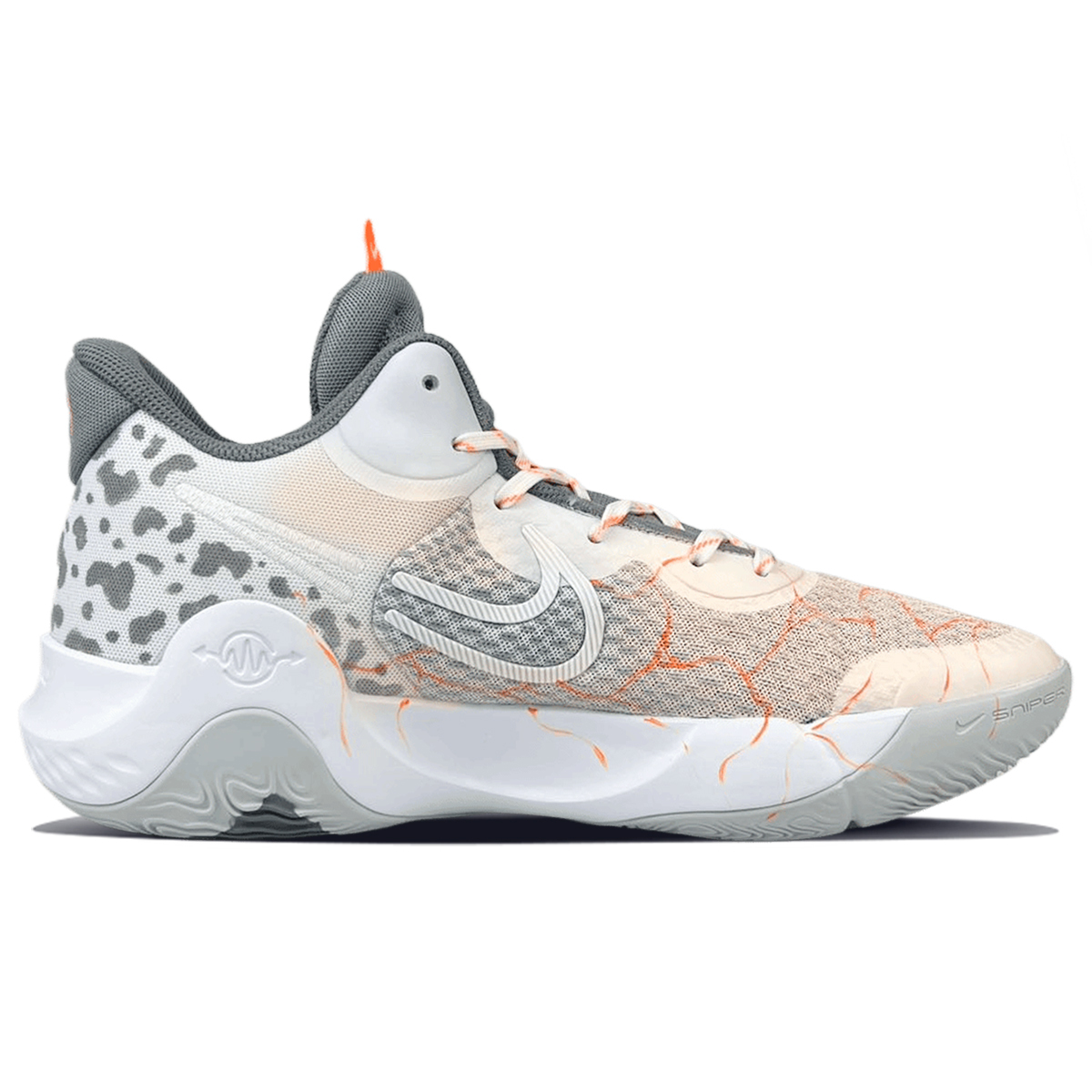 Nike Trey 5 Comfortable Cushioning Slip Resistant Abrasion Resistant Mid top Basketball Shoes Unisex Orange Gray