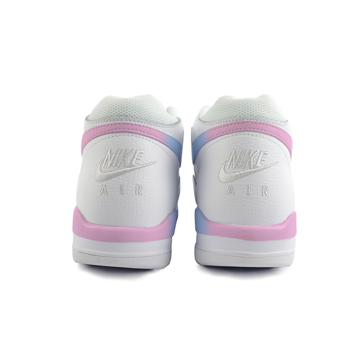 Nike Flight Legacy Slip Resistant Abrasion Resistant Mid top Vintage Basketball Shoes Unisex White Pink Blue