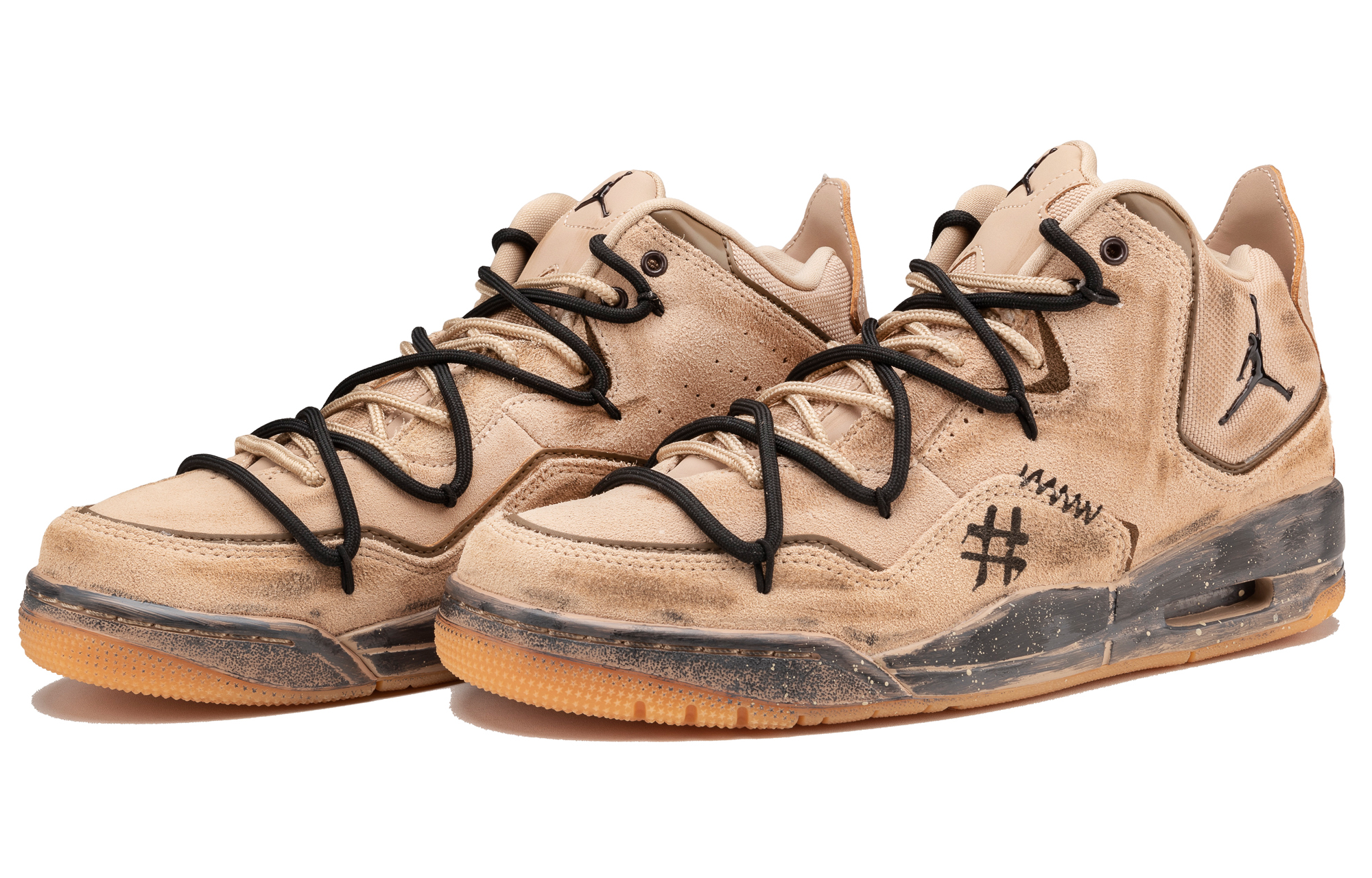 Jordan Courtside 23 Leather Abrasion Resistant Mid top Vintage Basketball Shoes Unisex Light Brown