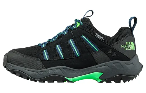 THE NORTH FACE Fabric Cushioning Slip Resistant Abrasion Resistant Breathable Low top Hiking Shoes Men's Black Green