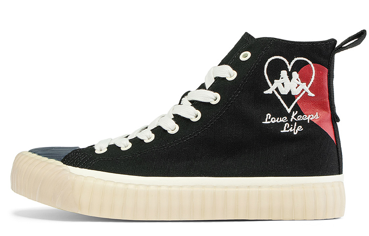 Kappa Slip Resistant, Abrasion Resistant, Lightweight Coverage High top Canvas Shoes Unisex Black