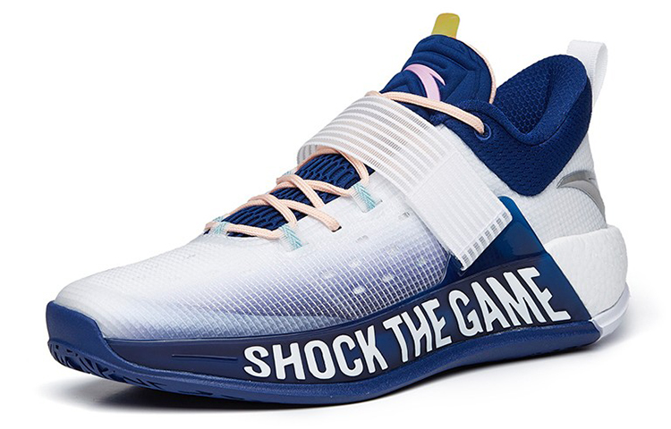 Anta Hengsao4 Abrasion Resistant Fabric Breathable Low top Basketball Shoes Men’s White Blue