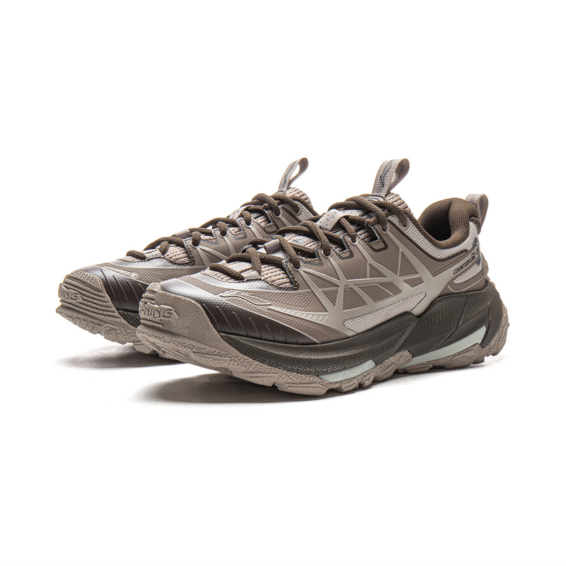 Li Ning Outdoor CF Tracing, Yijie 2.0 Textile, TPU Low top Hiking Shoes Unisex Brown