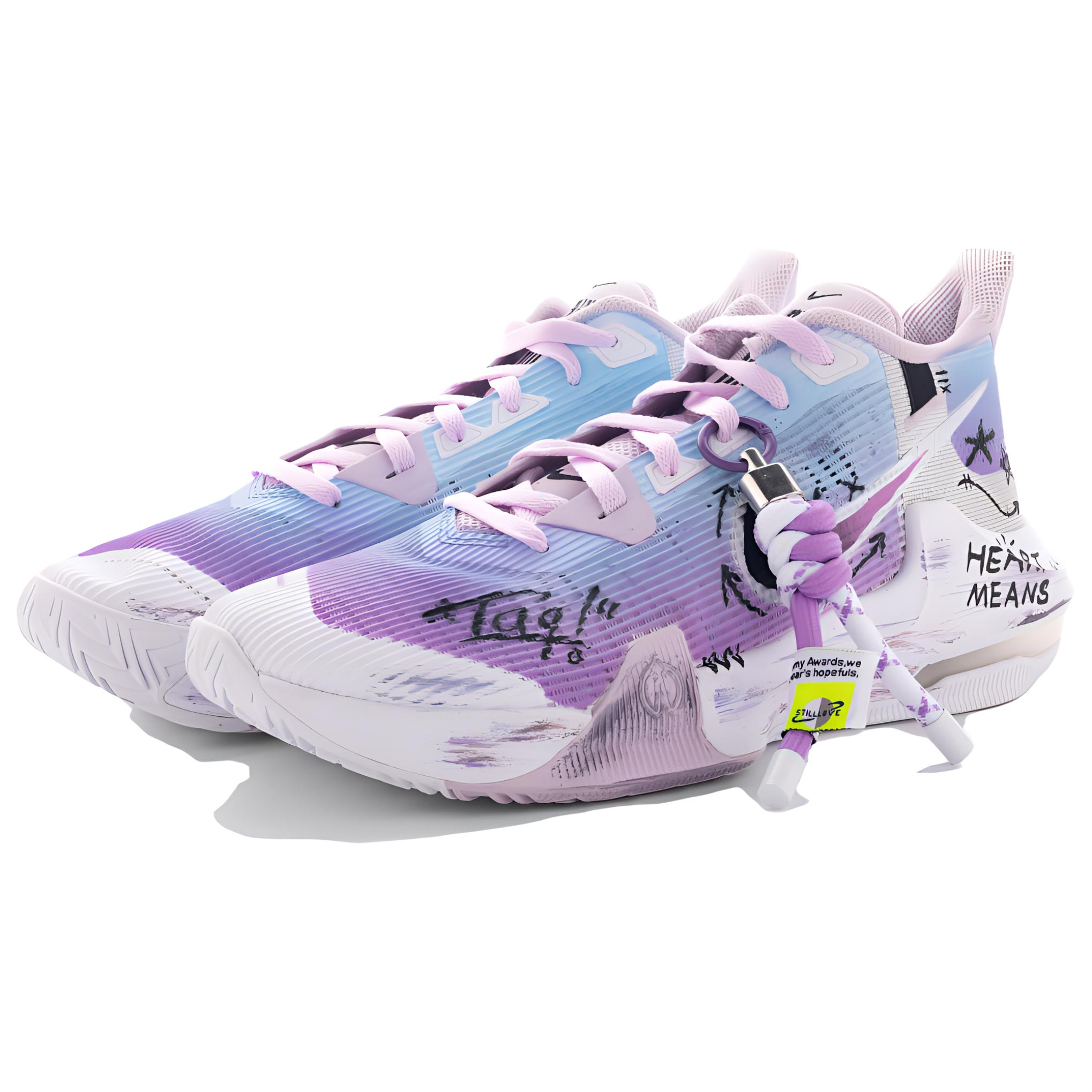 Nike Air Max Impact 3 Abrasion Resistant Slip Resistant Low top Basketball Shoes Unisex White Purple