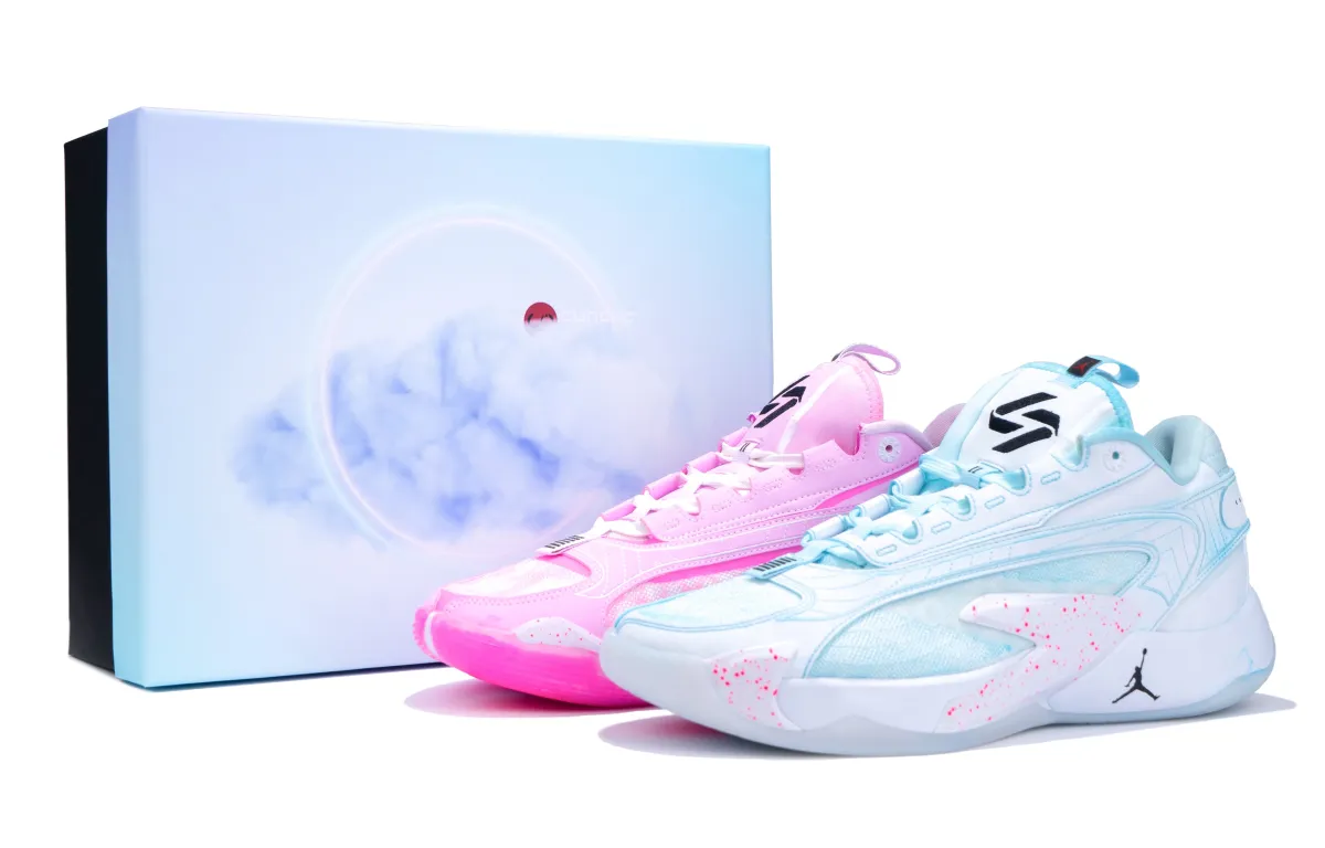 Jordan Luka 2 Cushioning Slip Resistant Cushioning Slip Resistant Low top Basketball Shoes Men's Blue Pink