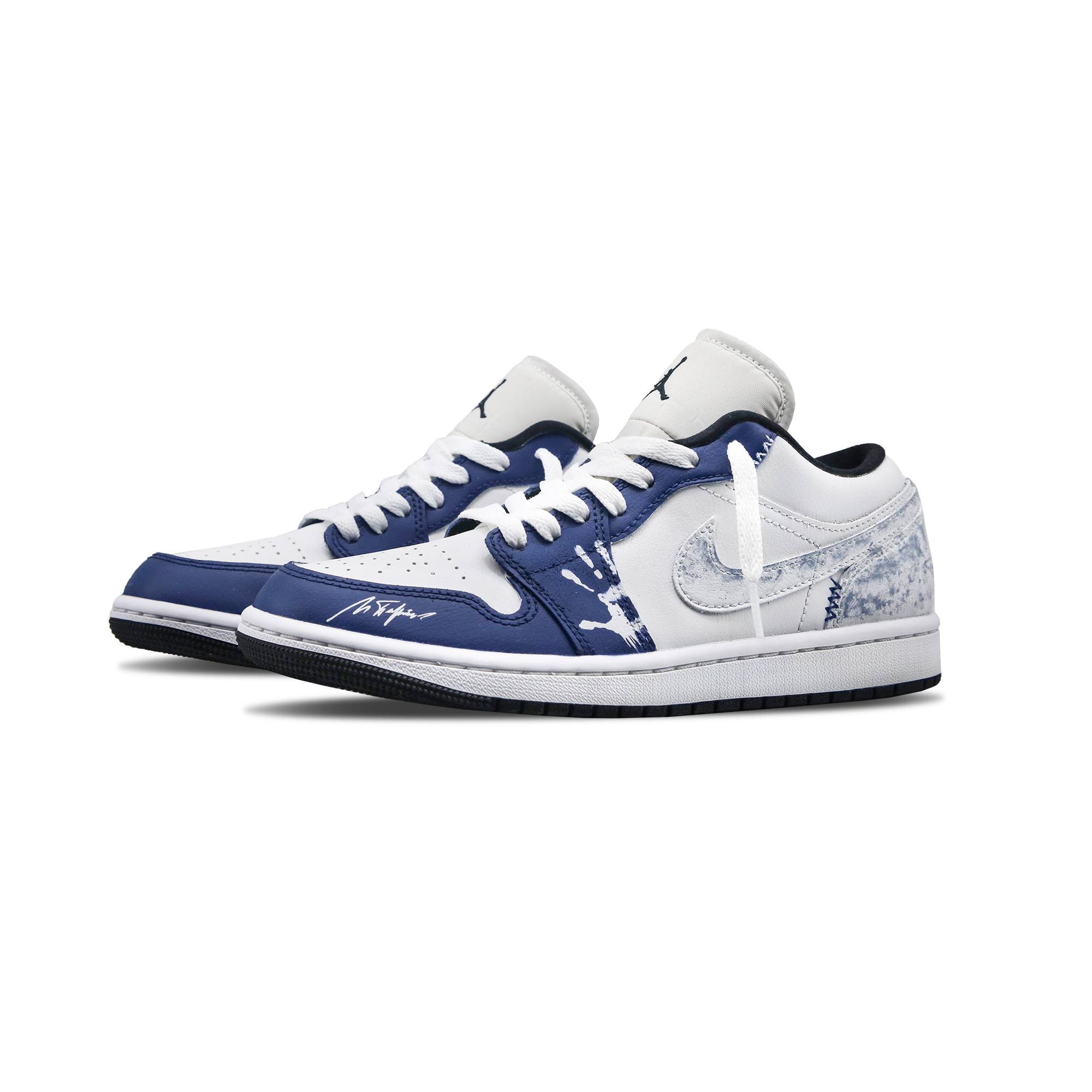 Jordan Air Jordan 1 ‘PalmWave’ Leather Slip Resistant Low top Basketball Shoes Women’s Blue White