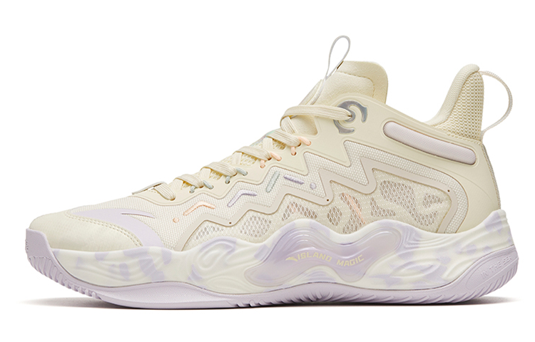 Anta Magic Cement Cushioning Slip Resistant Abrasion Resistant Low top Basketball Shoes Men's Beige Yellow