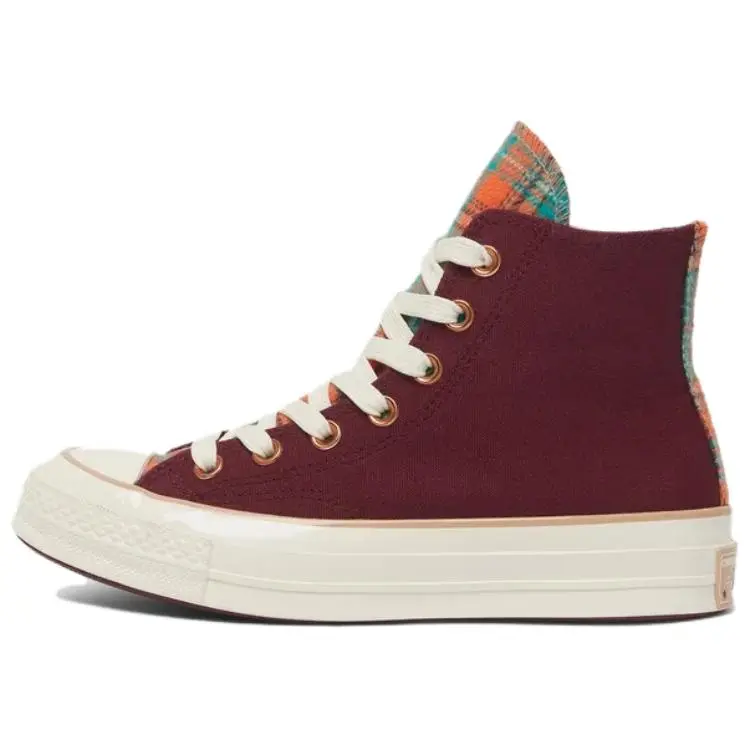 Chuck 70 Wmns Converse High 'Canvas & Plaid - Deep Bordeaux'