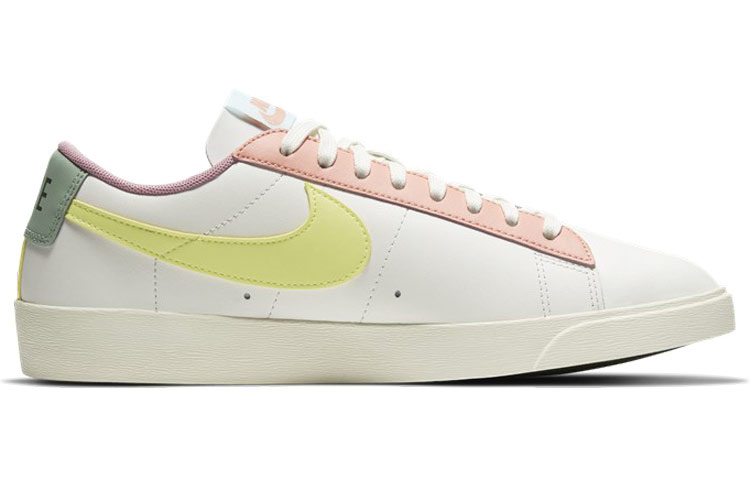 Женские кеды Nike Blazer LE (бело-розово-желтые) — 帆白/椰奶色/狂喜深红 — фото 2
