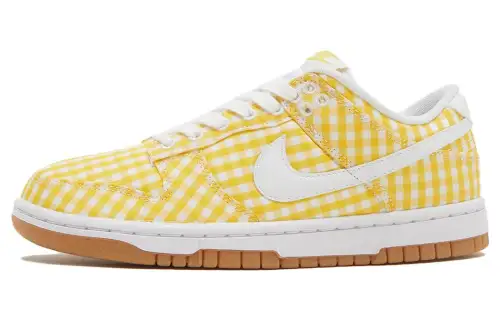 Nike Dunk Low 'Yellow Gingham' Abrasion Resistant Breathable Low top Skateboard Shoes Men's Yellow White
