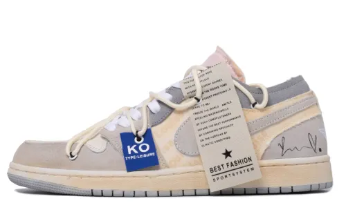 Jordan Air Jordan 1 Low SE Low top Vintage Basketball Shoes Men's Litchi Meat White