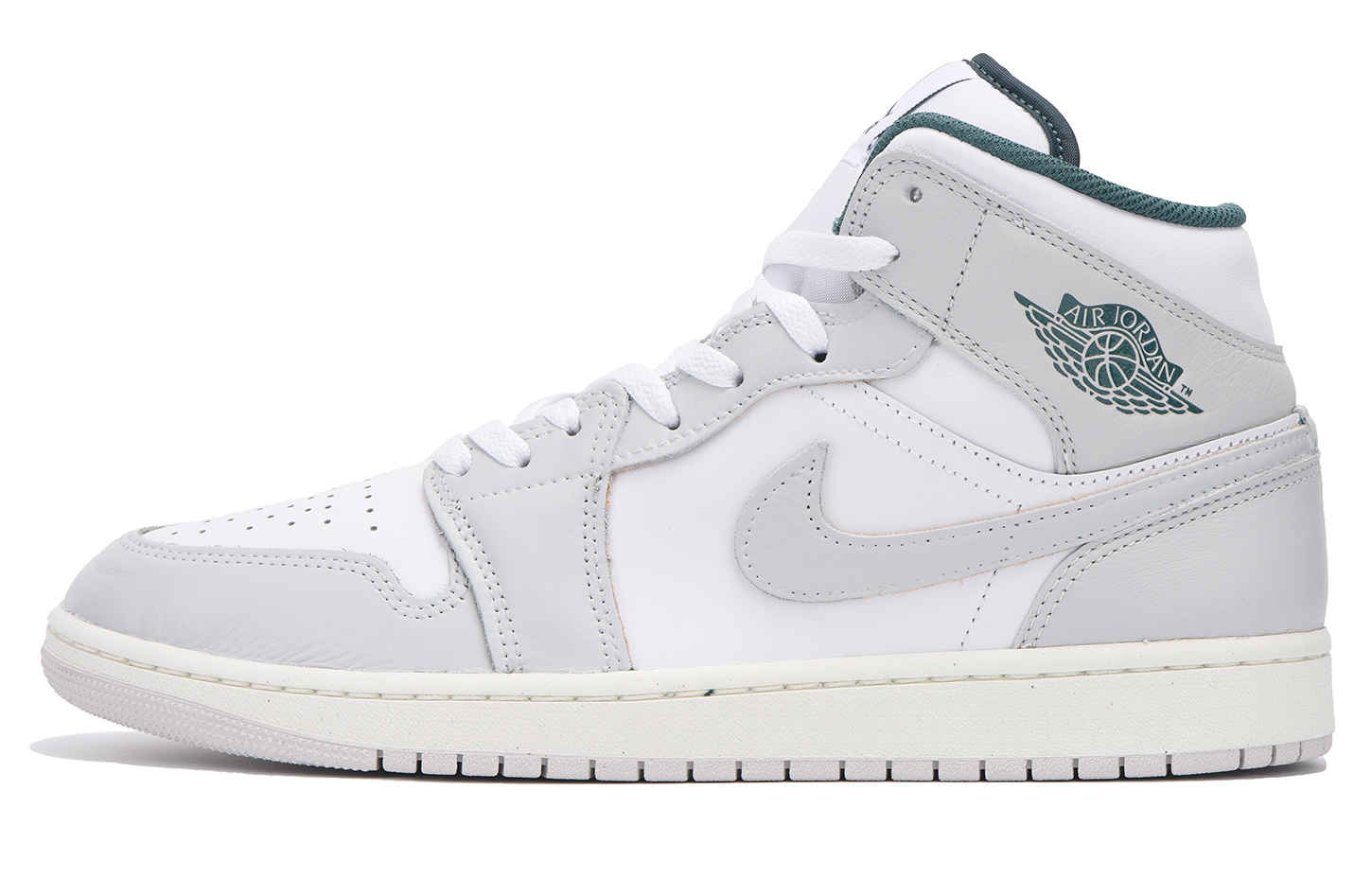 Jordan Air Jordan 1 Slip Resistant Coverage Mid top Vintage Basketball Shoes Unisex Gray White