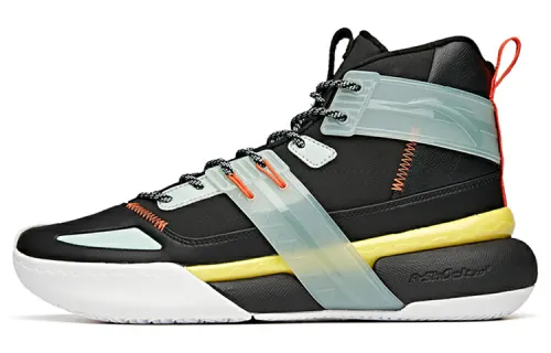 Anta Quick Fight 4 High Top Practical Basketball Shoes Men's Black Green Orange
