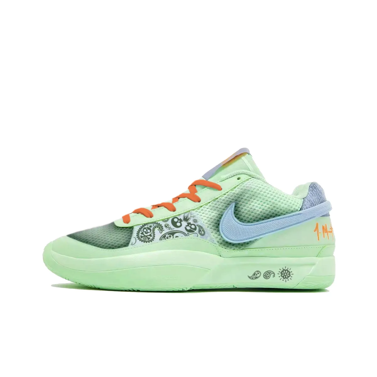 Nike Ja 1 Slip Resistant Low top Basketball Shoes Men's Green Orange Mismatched