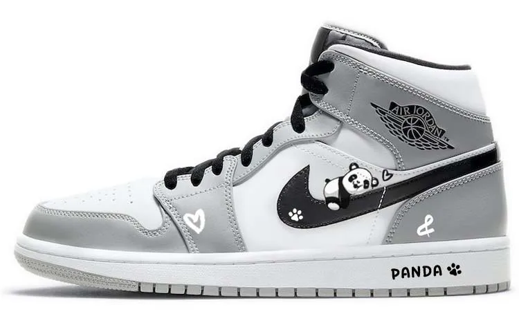 Jordan Air Jordan 1 Mid top Vintage Basketball Shoes Men's Gray White