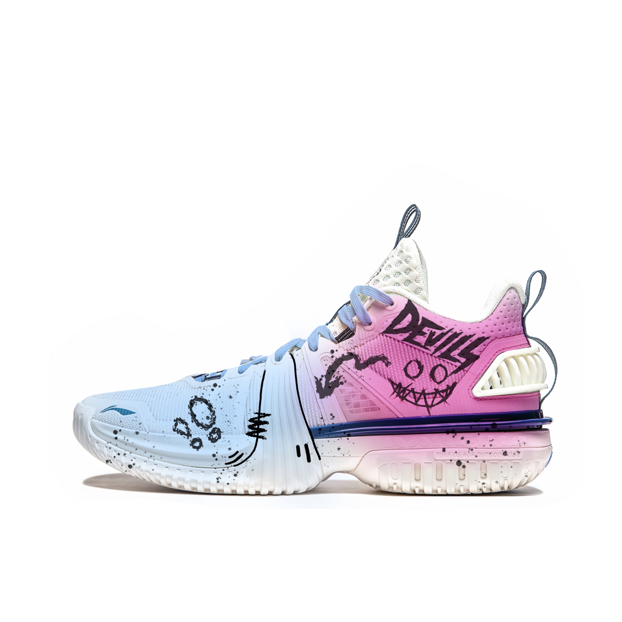 Li Ning Storm 2024 Cushioning Abrasion Resistant Breathable Low top Basketball Shoes Men’s Blue Pink