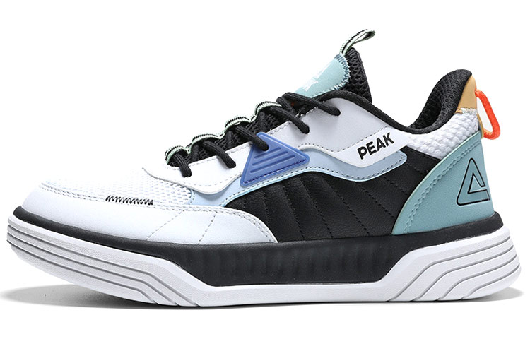 PEAK Fabric Slip Resistant Abrasion Resistant Mid top Basketball Shoes Men’s White Black