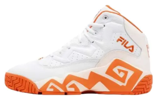 FILA Mashburn Cushioning Mid top Vintage Basketball Shoes Men's White Orange