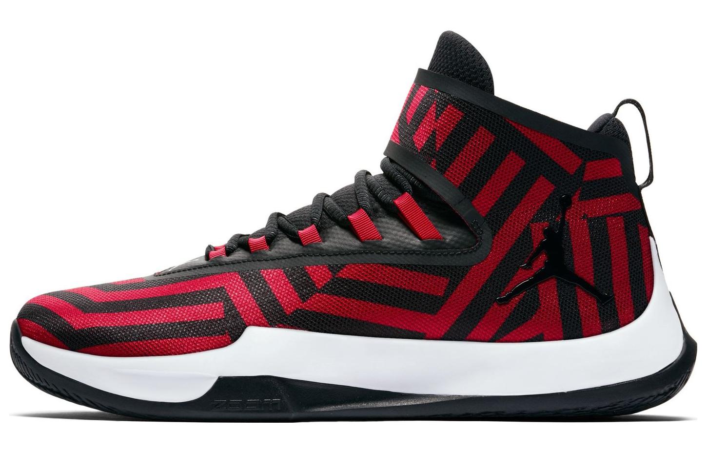 Jordan Fly Unlimited Slip Resistant Abrasion Resistant Mid top Vintage Basketball Shoes Men's Black Red
