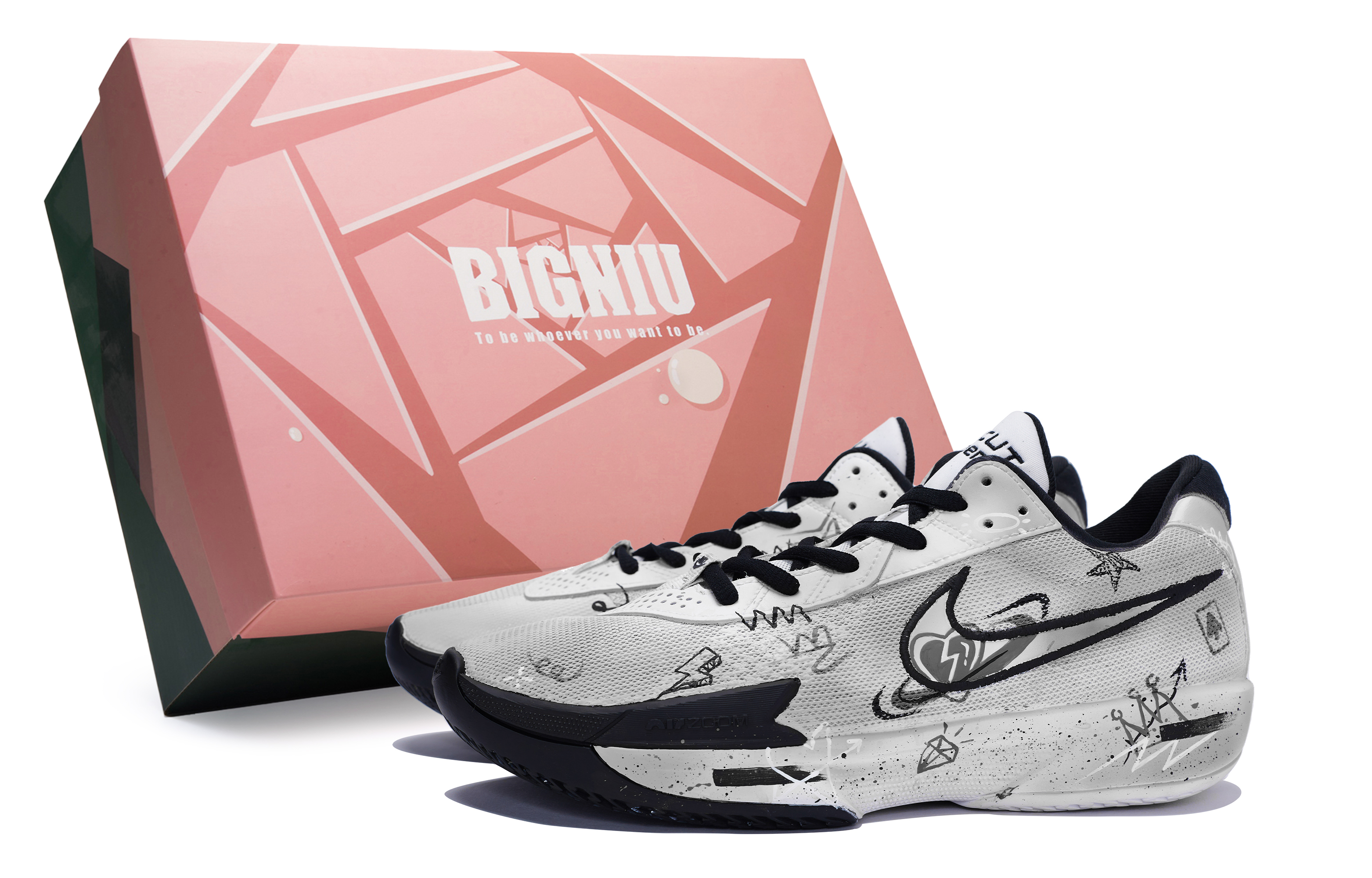 Nike Air Zoom G.T. Cut Academy 811 Manufacturing, Heartbeat Surrounding Gray, Special Shoe Box Low top Basketball Shoes