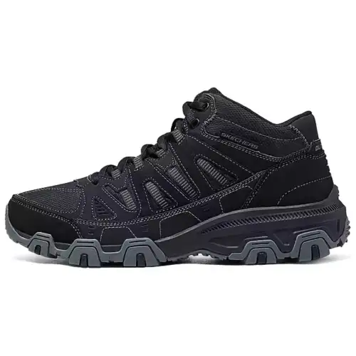 Skechers OUTDOOR MENS Comfortable And Breathable Support Rebound Mid top Mountaineering Shoes Men's Black Gray