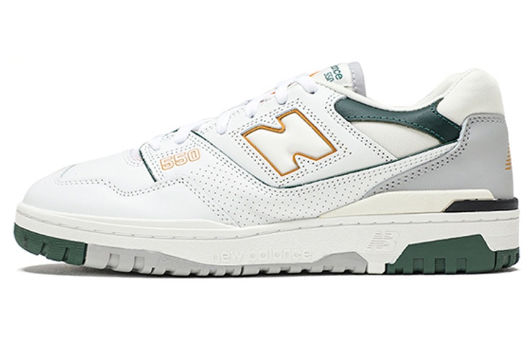 New Balance NB 550 арьсан, биед эвтэйхэн, элэгдэлд тэсвэртэй, намхан, эмэгтэй, эрэгтэй ижил загварын сагсан бөмбөгийн гутал, гадил жимсний ногоон