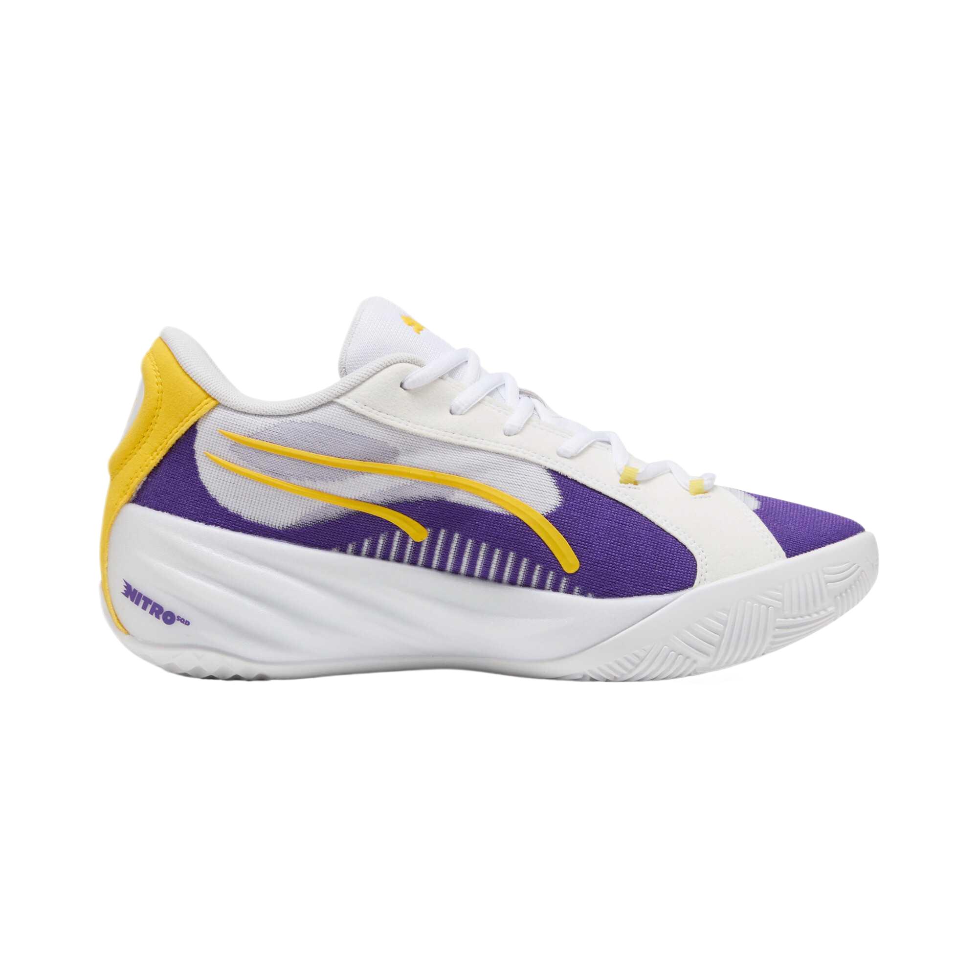 PUMA All Pro Nitro Shock Absorbers Slip Resistant Abrasion Resistant Low Top Basketball Shoes Unisex White Purple